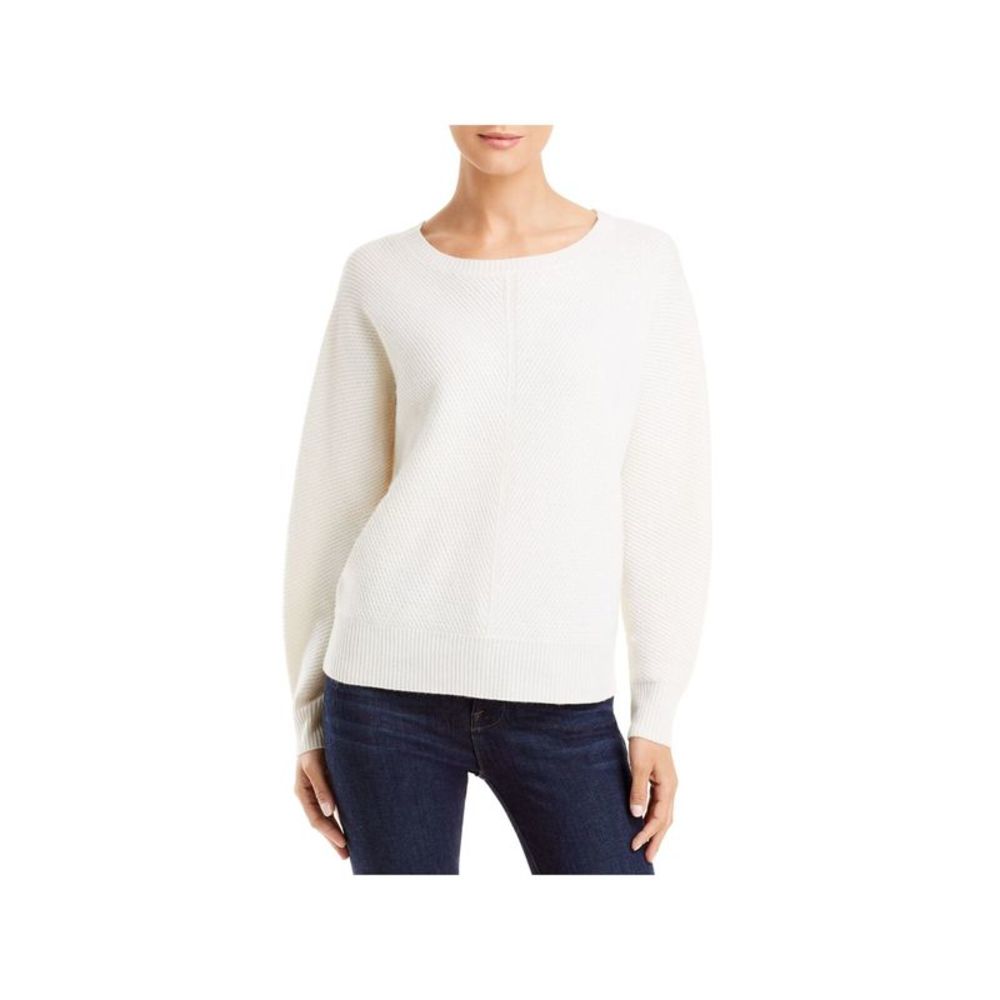 Designer Brand Womens Ivory Novelty Stitch Long Sleeve Scoop Neck Sweater L
